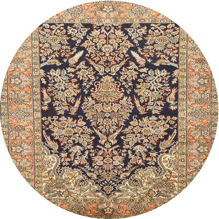 Round Traditional Dark Sienna Brown Persian Rug, tr1018