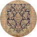 Round Traditional Dark Sienna Brown Persian Rug, tr1018