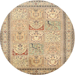 Square Machine Washable Traditional Brown Gold Rug, wshtr1020