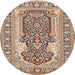 Round Traditional Chestnut Brown Persian Rug, tr1021