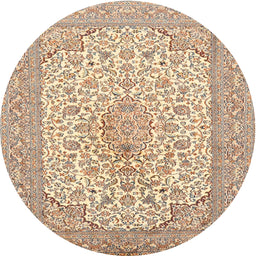 Round Traditional Khaki Gold Persian Rug, tr1022