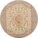 Round Traditional Khaki Gold Persian Rug, tr1022