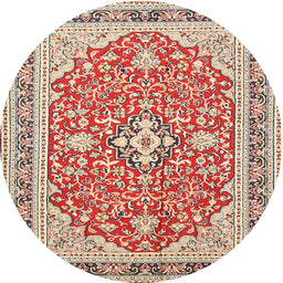 Round Traditional Brown Medallion Rug, tr1023