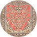 Round Traditional Brown Persian Rug, tr1025