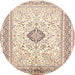 Round Traditional Orange Salmon Pink Medallion Rug, tr1026