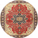 Round Traditional Sandy Brown Medallion Rug, tr1028