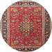 Round Traditional Red Medallion Rug, tr1029