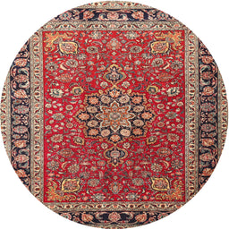 Square Machine Washable Traditional Tomato Red Rug, wshtr1029