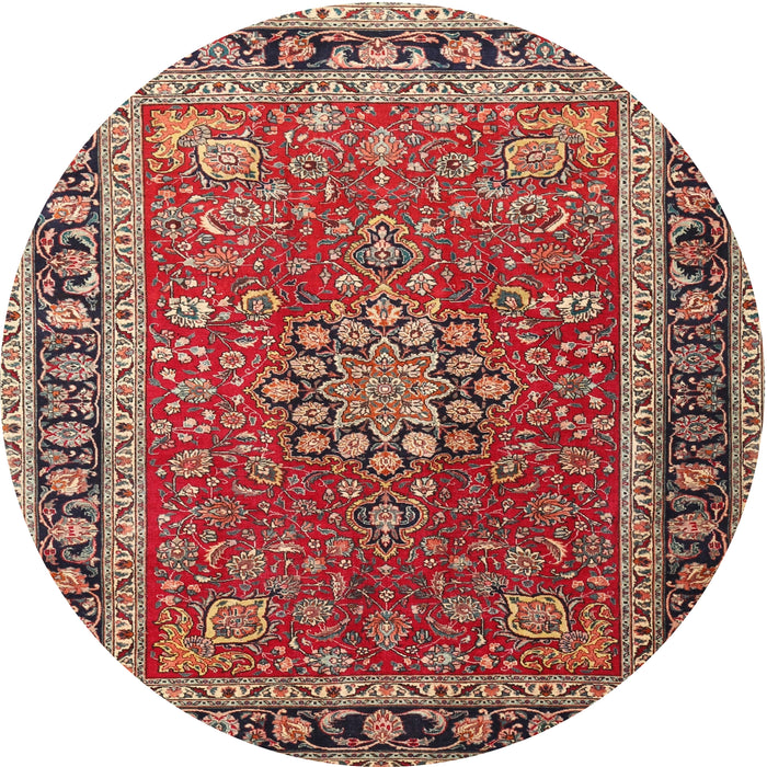 Square Machine Washable Traditional Tomato Red Rug, wshtr1029
