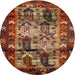 Square Machine Washable Traditional Saffron Red Rug, wshtr102