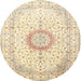 Round Traditional Golden Blonde Gold Medallion Rug, tr1032