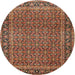 Round Traditional Brown Persian Rug, tr1033