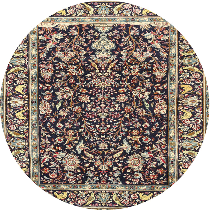 Round Traditional Light French Beige Brown Persian Rug, tr1034