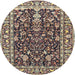 Round Traditional Light French Beige Brown Persian Rug, tr1034