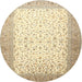 Round Traditional Khaki Gold Persian Rug, tr1035