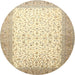 Square Machine Washable Traditional Khaki Gold Rug, wshtr1035