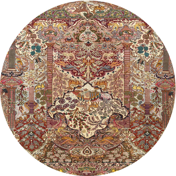 Round Traditional Dark Sienna Brown Animal Rug, tr1036
