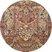 Round Traditional Dark Sienna Brown Animal Rug, tr1036