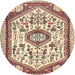 Round Traditional Sienna Brown Persian Rug, tr1039