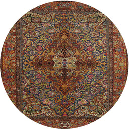 Square Machine Washable Traditional Vermilion Red Rug, wshtr103