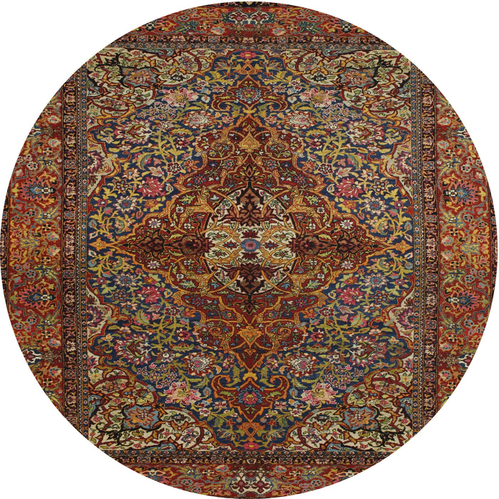 Square Machine Washable Traditional Vermilion Red Rug, wshtr103