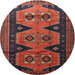 Round Traditional Chestnut Brown Persian Rug, tr1043