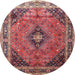 Round Traditional Light Copper Gold Medallion Rug, tr1044