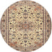 Round Traditional Sienna Brown Persian Rug, tr1046