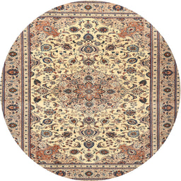 Square Machine Washable Traditional Sienna Brown Rug, wshtr1046