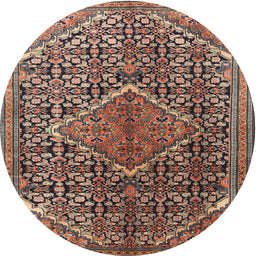 Round Traditional Light Copper Gold Persian Rug, tr1048