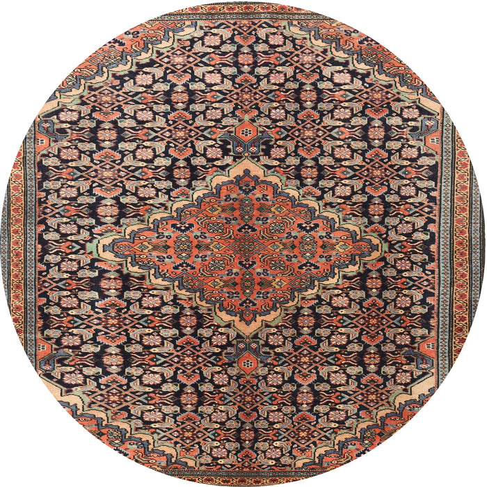 Round Traditional Light Copper Gold Persian Rug, tr1048