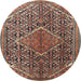 Round Traditional Light Copper Gold Persian Rug, tr1048