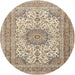 Round Traditional Brown Medallion Rug, tr1049