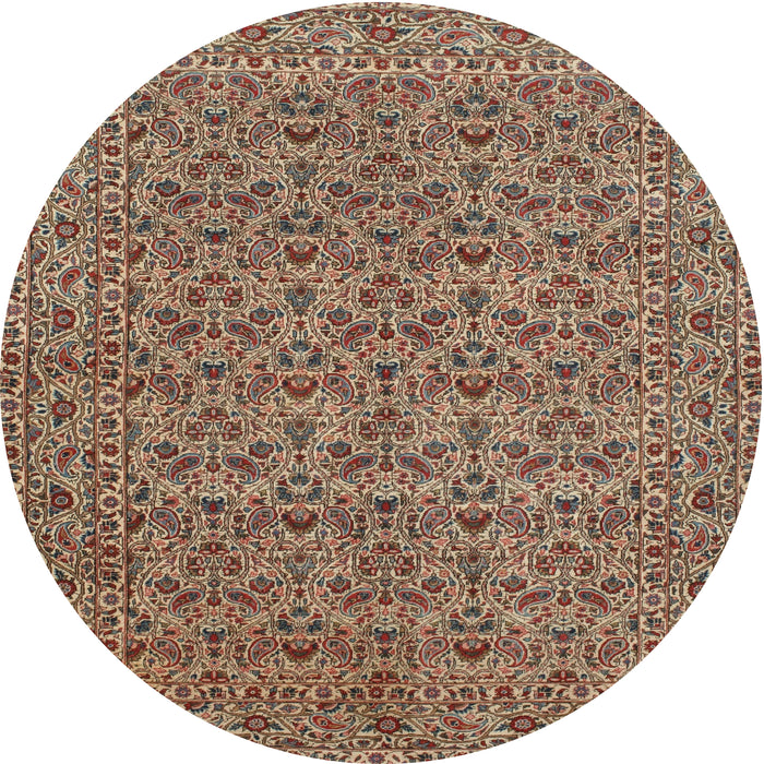 Round Traditional Dark Sienna Brown Persian Rug, tr104