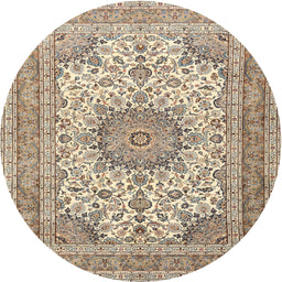 Round Traditional Brown Medallion Rug, tr1050