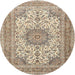 Round Traditional Brown Medallion Rug, tr1051