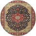 Round Traditional Brownish Green Medallion Rug, tr1052