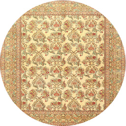 Square Machine Washable Traditional Mustard Yellow Rug, wshtr1053