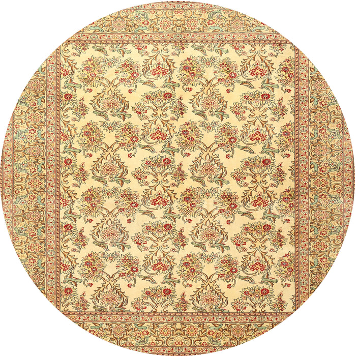 Square Machine Washable Traditional Mustard Yellow Rug, wshtr1053