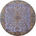 Round Traditional Dark Gray Medallion Rug, tr1056