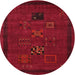 Round Traditional Red Persian Rug, tr1057