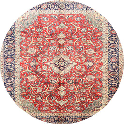 Square Machine Washable Traditional Brown Red Rug, wshtr1058