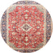 Square Machine Washable Traditional Brown Red Rug, wshtr1058