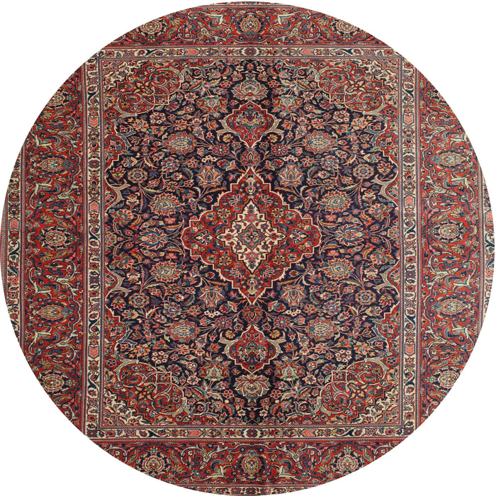 Square Machine Washable Traditional Saffron Red Rug, wshtr105