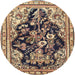 Round Traditional Reddish Brown Persian Rug, tr1061