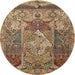 Round Traditional Dark Sienna Brown Persian Rug, tr1064