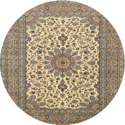 Round Traditional Reddish Brown Medallion Rug, tr1065
