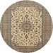 Round Traditional Reddish Brown Medallion Rug, tr1065