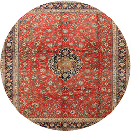 Square Machine Washable Traditional Tomato Red Rug, wshtr1067