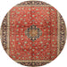 Round Traditional Red Persian Rug, tr1067